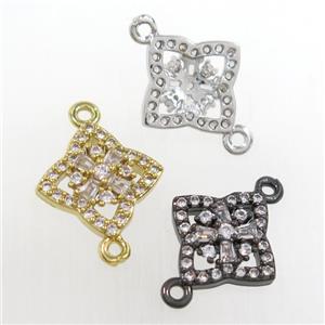 copper star connector paved zircon, mix color, approx 12mm dia [FDZN8330]