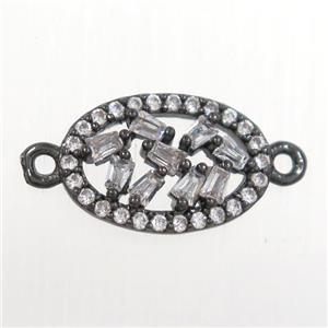 copper oval connector paved zircon, black plated, approx 8-12mm [FDZN8334]
