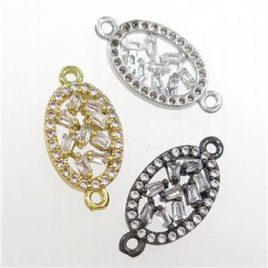 copper oval connector paved zircon, mix color, approx 8-12mm [FDZN8335]