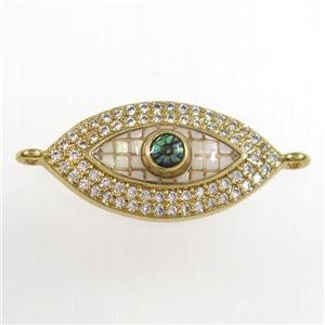 copper eye connector paved zircon with abalone, gold plated, approx 11-22mm [FDZN8338]