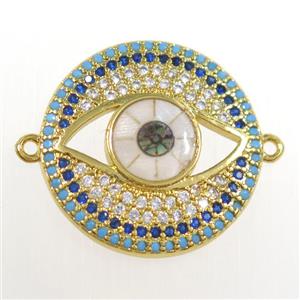 copper eye connector paved zircon, gold plated, approx 20mm dia [FDZN8339]