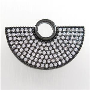 copper fan pendant paved zircon, black plated, approx 15-27mm [FDZN8354]