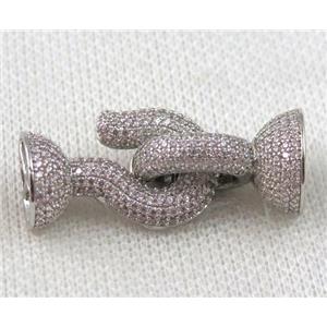 copper connector paved zircon, platinum plated, approx 18-40mm, 16mm hole [FDZN837]