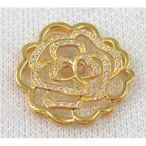 copper bead paved zircon, gold plated, approx 30mm dia [FDZN838]