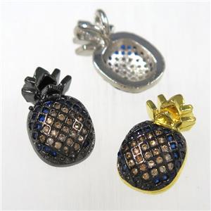 copper pineapple pendants paved zircon, mixed color, approx 10-16mm [FDZN8387]