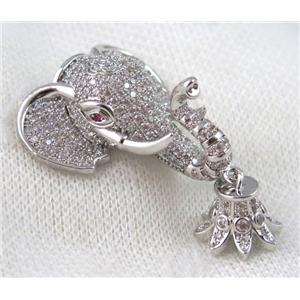copper pendant paved zircon, platinum plated, approx 32-48mm [FDZN839]