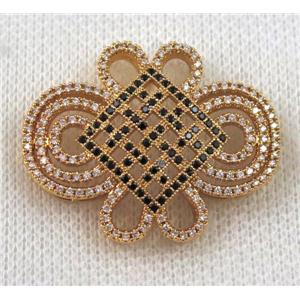 copper pendant paved zircon, gold plated, approx 30-38mm [FDZN840]