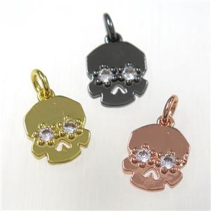 copper skull pendants paved zircon, mixed, approx 10-12mm [FDZN8402]
