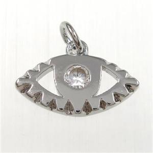 copper eye pendants paved zircon, platinum plated, approx 8-16mm [FDZN8403]