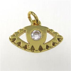 copper eye pendants paved zircon, gold plated, approx 8-16mm [FDZN8406]