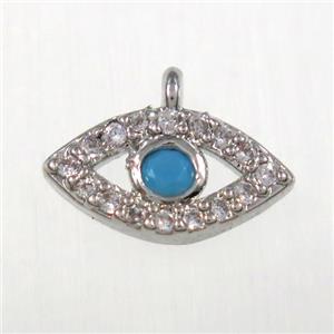 copper eye pendants paved zircon, platinum plated, approx 6-11mm [FDZN8408]
