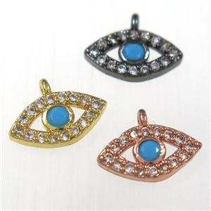 copper eye pendants paved zircon, mixed color, approx 7-14mm [FDZN8412-L]