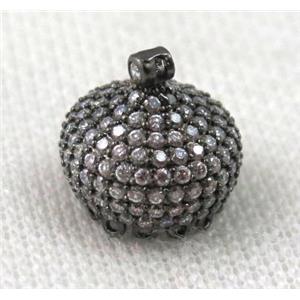 copper crown pendant paved zircon, black plated, approx 20mm [FDZN842]
