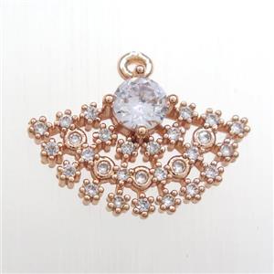 copper fan pendant paved zircon, gold plated, approx 12-20mm [FDZN8423]