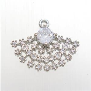 copper fan pendant paved zircon, gold plated, approx 12-20mm [FDZN8424]