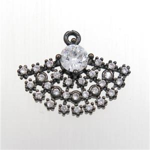 copper fan pendant paved zircon, gold plated, approx 12-20mm [FDZN8426]