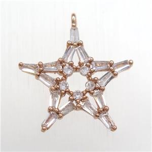 copper star pendant paved zircon, rose gold, approx 22mm dia [FDZN8428]