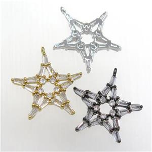 copper star pendant paved zircon, mixed color, approx 22mm dia [FDZN8432]