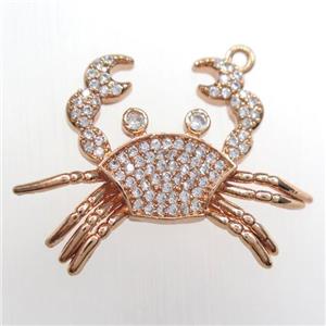copper Crab pendant paved zircon, rose gold, approx 22-28mm [FDZN8438]