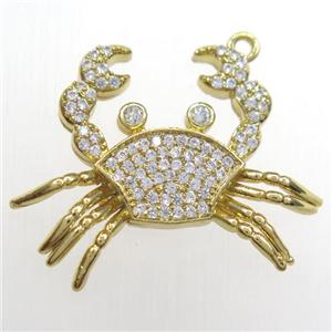 copper Crab pendant paved zircon gold plated, approx 22-28mm [FDZN8440]