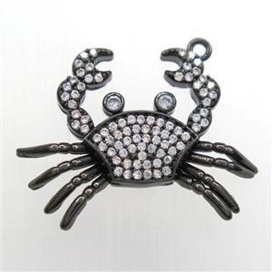 copper Crab pendant paved zircon, black plated, approx 22-28mm [FDZN8441]