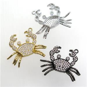 copper Crab pendant paved zircon, mixed color, approx 22-28mm [FDZN8442]