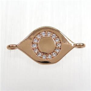 copper eye connector paved zircon, rose gold, approx 10-14mm [FDZN8443]