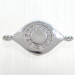 copper eye connector paved zircon, platinum plated, approx 10-14mm [FDZN8444]