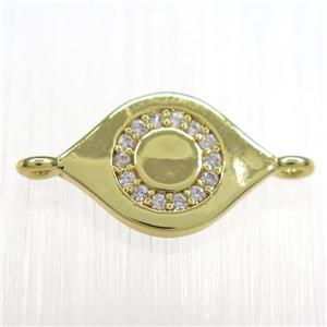 copper eye connector paved zircon, gold plated, approx 10-14mm [FDZN8445]