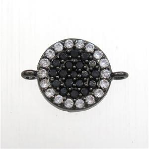 copper circle connector paved zircon, black plated, approx 9mm dia [FDZN8449]