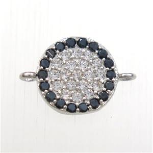copper circle connector paved zircon, platinum plated, approx 9mm dia [FDZN8451]