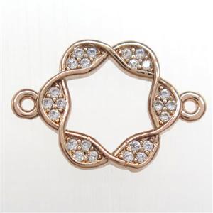 copper Wreath connector paved zircon, rose gold, approx 13mm dia [FDZN8454]
