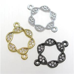 copper Wreath connector paved zircon, mixed color, approx 13mm dia [FDZN8458]