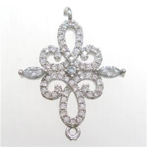 copper connector paved zircon, platinum plated, approx 17-18mm [FDZN8469]