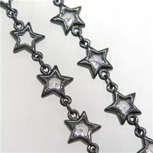 copper star chain pave zircon, black plated, approx 8mm dia [FDZN8495]