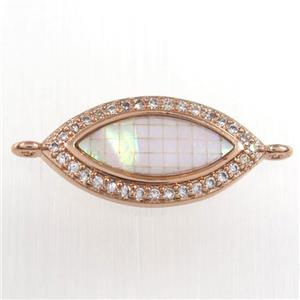 copper eye connector paved zircon, rose gold, approx 10-20mm [FDZN8508]