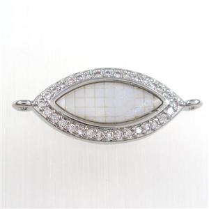 copper eye connector paved zircon, platinum plated, approx 10-20mm [FDZN8509]
