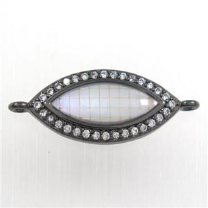 copper eye connector paved zircon, black plated, approx 10-20mm [FDZN8511]