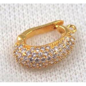 copper bail paved zircon, gold plated, approx 14-20mm [FDZN853]