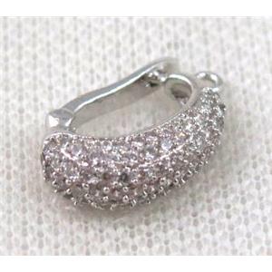 copper bail paved zircon, platinum plated, approx 14-20mm [FDZN854]