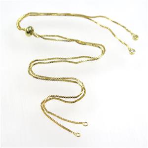 copper necklace chain with zircon, gold plated, approx 1mm, 48cm length [FDZN8558]
