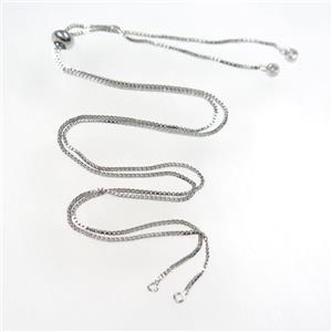 copper necklace chain with zircon, platinum plated, approx 1mm, 48cm length [FDZN8559]