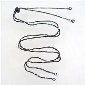 copper necklace chain with zircon, black plated, approx 1mm, 48cm length [FDZN8560]