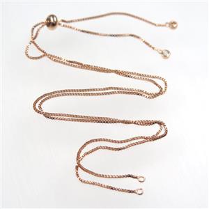 copper necklace chain with zircon, rose gold, approx 1mm, 48cm length [FDZN8561]
