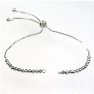 copper bracelet chain, platinum plated, approx 1mm, 3mm, 24cm length [FDZN8563]