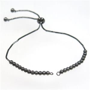 copper bracelet chain paved zircon, black plated, approx 1mm, 3mm, 24cm length [FDZN8565]