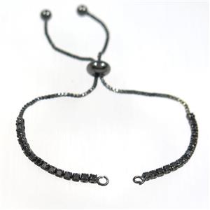copper bracelet chain paved black zircon, black plated, approx 1mm, 2mm, 22cm length [FDZN8569]