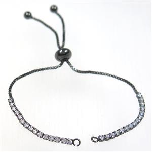 copper bracelet chain paved zircon, resized, black plated, approx 1mm, 2mm, 22cm length [FDZN8573]