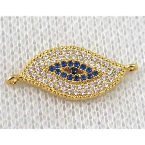 copper eye connector paved zircon, gold plated, approx 10-23mm [FDZN869]