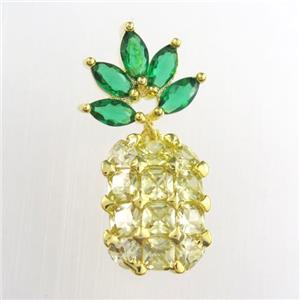 copper pendant paved zircon, gold plated, approx 10-23mm [FDZN8698]
